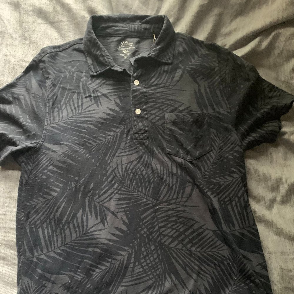 Navy Floral Printed Polo